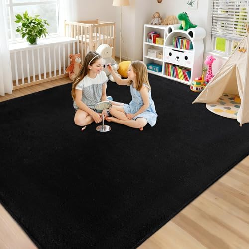 Large Area Rugs for Living Room Bedroom 8x10 Black Rug Ultra Soft