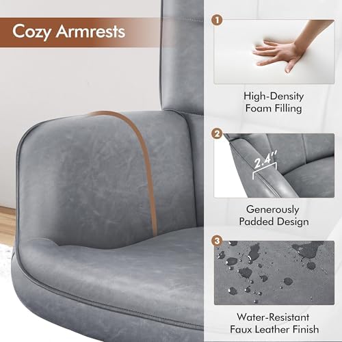 Yaheetech Faux Leather Accent Chair for Living Room Gray
