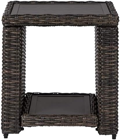 Signature Design by Ashley Grasson Lane Outdoor Rattan Square End Table with ...