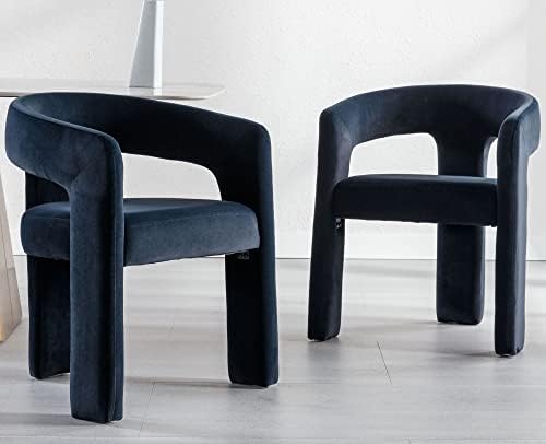 VESCASA Velvet Barrel Dining Chair with Open-Back, Upholstered Modern Accent ...