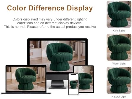 Mistpople Mid Century Modern 360 Degree Swivel Barrel Accent Chair, Fluffy Ve...