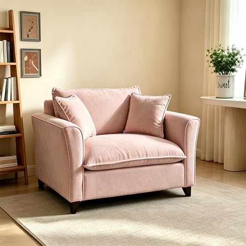 ERYE 46.9" Chenille Upholstered Accent Chair Wide Seat for Living Room B...