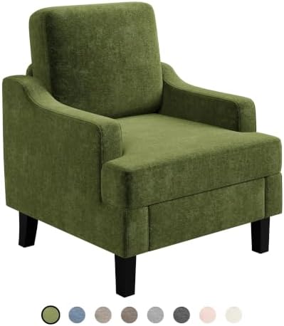Garvee Green Comfy Accent Chair, Upholstered Armchair for Living Room