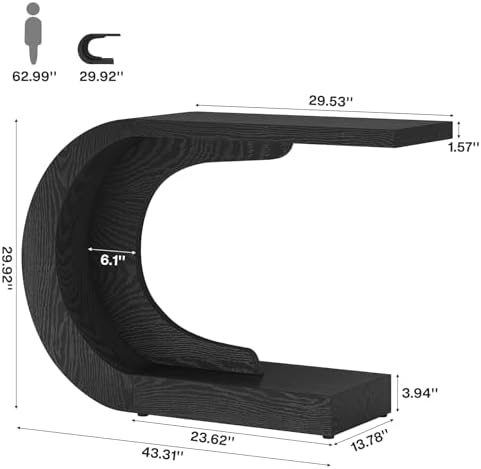 Tribesigns 43.3" Farmhouse Console Table for Entryway, Unique C-Shaped R...