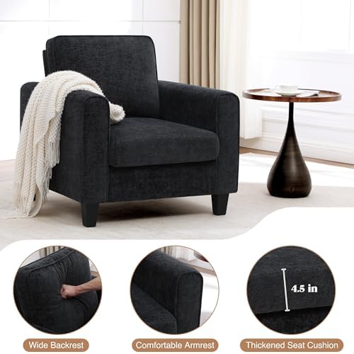 Accent Chair for Living Room, Mid Century Modern Upholstered Living Room Chai...
