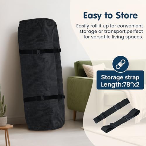 8 Inch Futon Mattress Queen Size, Futon Floor Sofa Bed Foldable with Soft Cor...