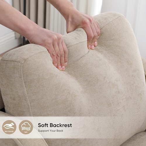 Accent Chairs Set of 2, Upholstered Living Room Chair with Side Pockets, Mid ...