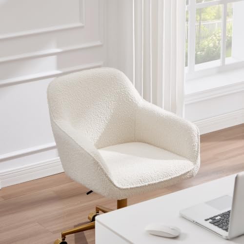 Zesthouse Modern Desk Chair with Wheels, White Swivel Vanity Chair for Girl