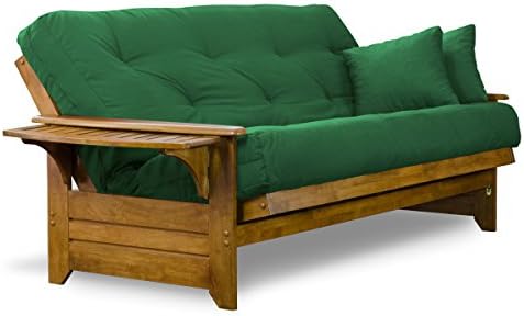 Brentwood Tray Arm Futon Sofabed Set - Full Frame, 8" Hunter Green Mattr...