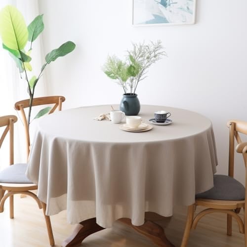 EVERLY 100% Pure Linen Round Tablecloths 60Inches for Dining,Buffet Parties,P...