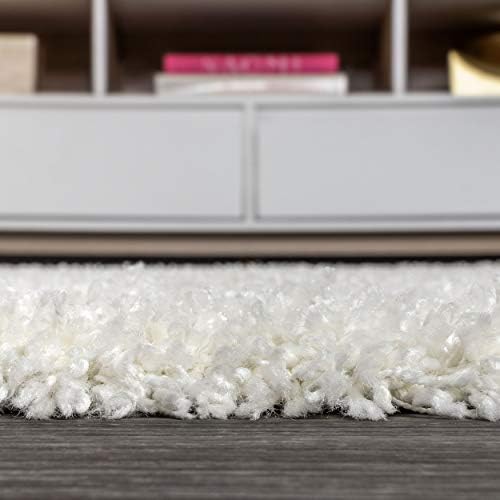 JONATHAN Y Mercer Shag Plush White Indoor Area Rug, 8x10, Transitional, Moder...