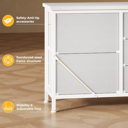 DUMOS 7 Drawer Fabric Dresser, Clothes Organizer Storage Tower for Bedroom