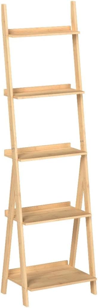 Corner Ladder Shelf Storage Shelving, 5 Tier Books/CDs/Albums/Files Holder in...