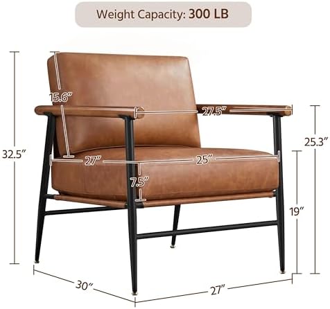 Yaheetech Accent Chair, Modern Living Room Chair, Retro Brown