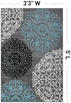 Rugshop Contemporary Modern Floral High Traffic Area Rug Gray 3'3" x...