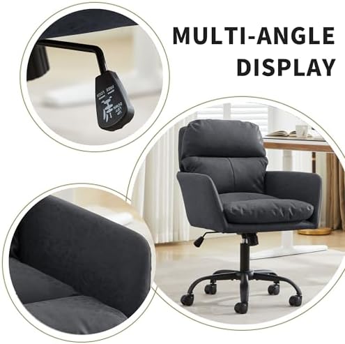YITAI Adjustable Home Office Desk Chair with Comfy Square Mid-Back, Faux Leat...