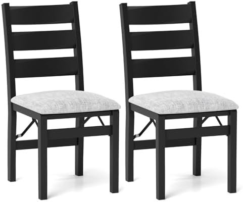 Giantex Modern Folding Dining Chairs Set, Upholstered Kitchen Chairs with Sla...