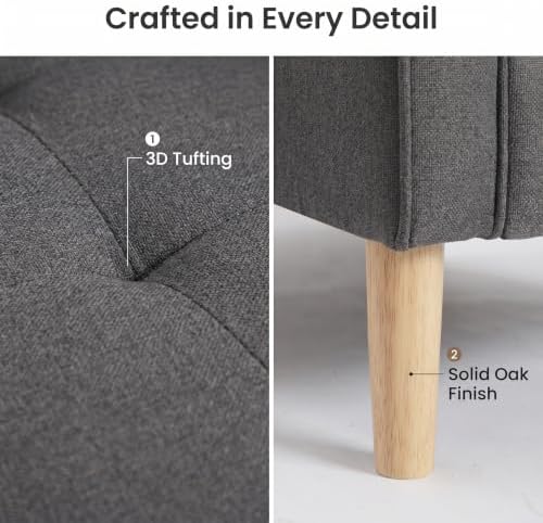 Fabric Accent Chairs Set 2 , Mid Century Armchair for Living Room, Grey