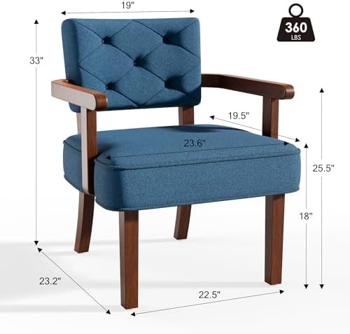Modern Accent Chair for Bedroom, Mid-Century Arm Chairs with Wood Arms