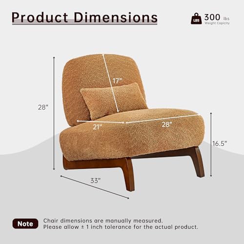 Morden Fort Boucle Chair,Upholstered Accent Chair&Wood Leg,Toffee Orange