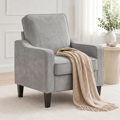 Accent Chair for Living Room, Modern Reading Chair for Bedroom, Light Grey