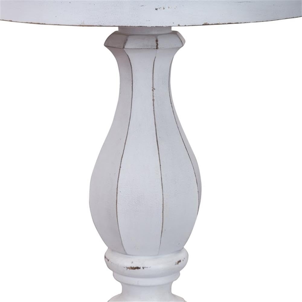 Pemberly Row Round Accent Table, Antique White Finish with Weathered Brown To...