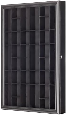 Gallery Solutions - Black Wall-Mounted - Curio & Shot Glass Display Case ...