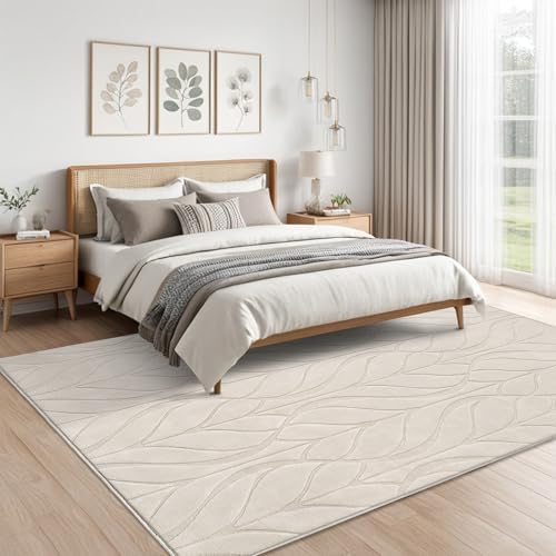 SHACOS 8x10 Soft Rug for Living Room Bedroom Fluffy Large Carpet, Beige