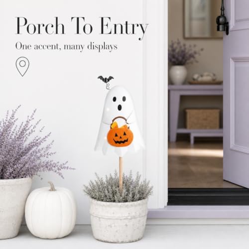 Mud Pie Ghost Halloween Decor, Light Up Ghost Yard Stake