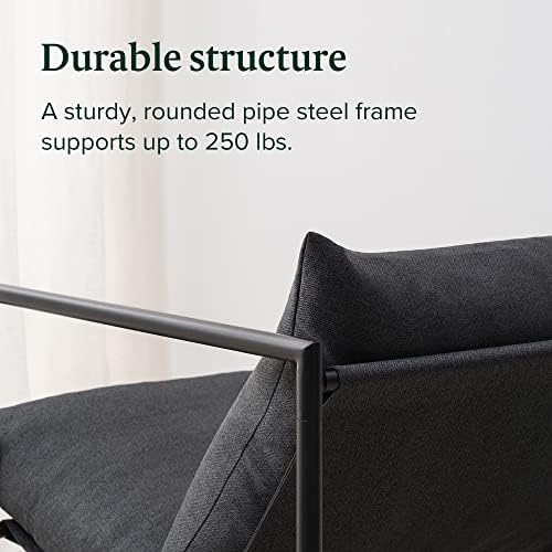 Zinus Aidan Sling Accent Chair, Metal Framed Armchair with Shredded Foam Cush...