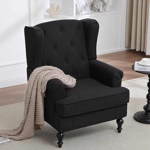 Accent Chair for Living Room, Mid Century Modern Upholstered Armchair, Wingba...