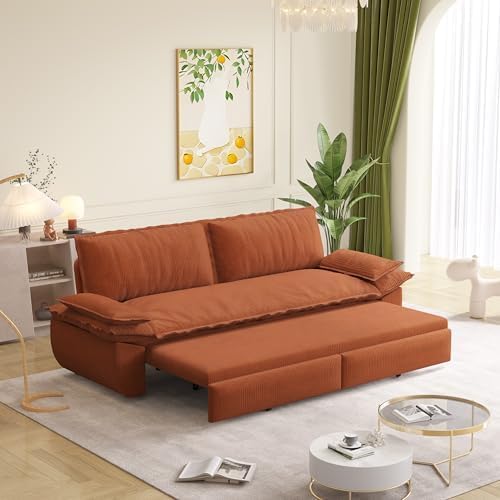 73.2" Sofa Bed Queen, 3-in-1 Pull Out Sofa Bed with Pillow Armrest, Mode...