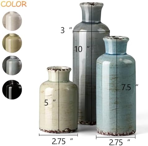 CwlwGO- Ceramic Vase Set of 3, Small Flower Vases for Home Decoration, Modern...