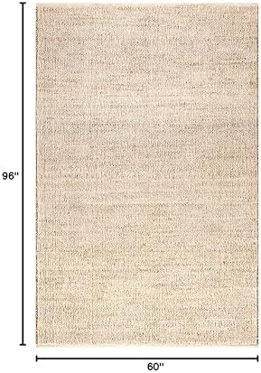 Jute Cotton Area Rug, Hand Woven Traditional Farmhouse Rug for Living Room, B...