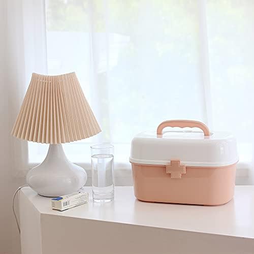 Plastic First Aid Storage Box Container Bin with Removable Tray and Portable ...