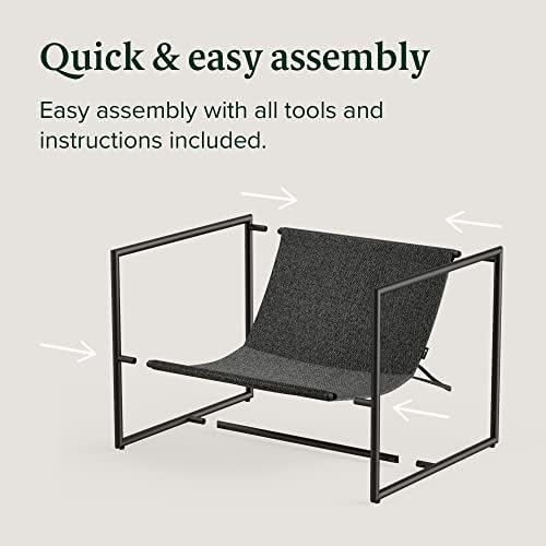 Zinus Aidan Sling Accent Chair, Metal Framed Armchair with Shredded Foam Cush...
