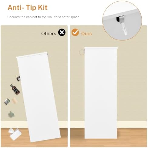 TEENFON Tall White Dresser for Bedroom, Modern 5 Drawer Dresser with Metal Ha...