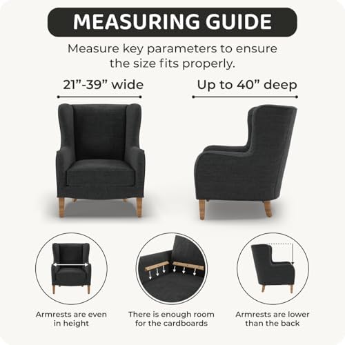 PAULATO BY GA.I.CO. Stretch Wingback Chair Slipcover 1-Piece – Bi-Elastic Win...