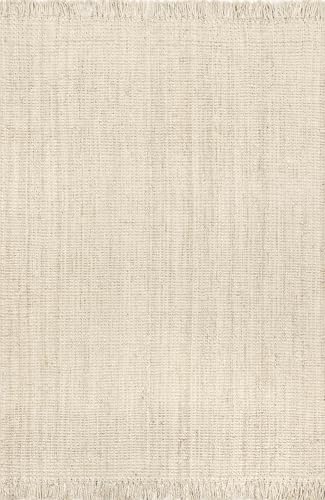 nuLOOM Daniela Off White Solid Flatweave Area Rug, 6' x 9'