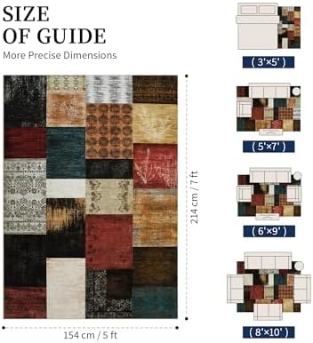 YIHOUSE Mid Century Modern Cowboy Area Rug 5x7 for Living Room,Retro Patchwor...