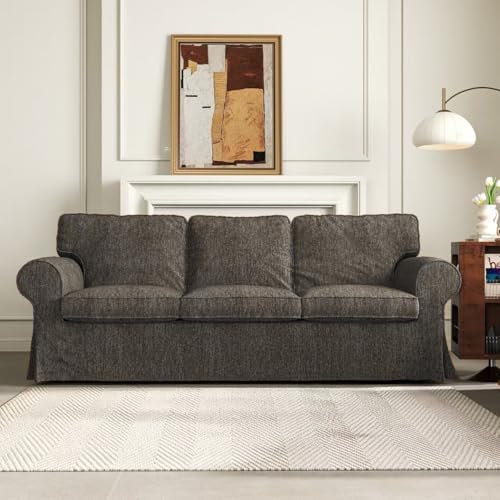MASWOND Sofa Cover for IKEA Ektorp 3 Seat Couch Cover, Dark Brown, 7pcs