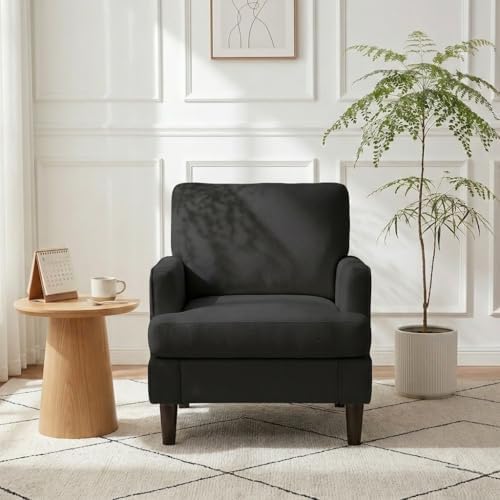 Kromax Accent Chair for Living Room, No Screws Assembly Required, Black
