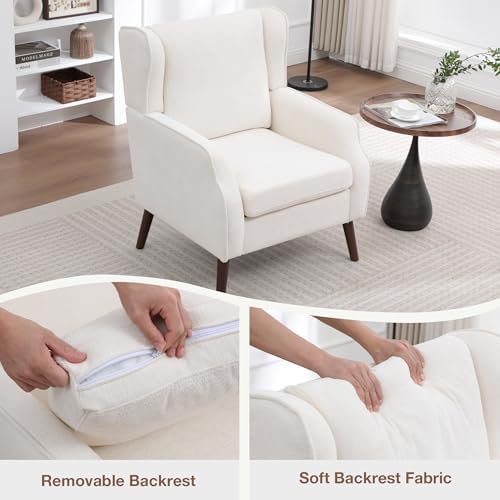 Accent Chair for Living Room,Mid Century Modern Wingback Chair for Bedroom,Up...