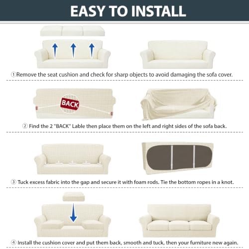 ZNSAYOTX 2 Piece Stretch Chair Slipcovers with Arms (34"-44") New-H...