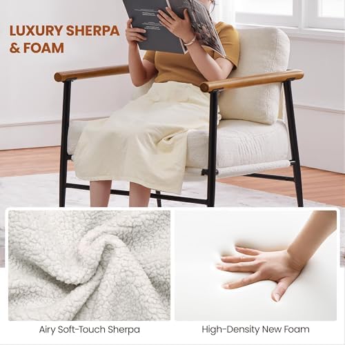Yaheetech Accent Chair, Modern Living Room Chair, Ivory