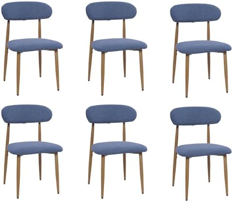 FREKEN Modern Upholstered Dining Chairs Set of 6, Mid-Century Metal Frame wit...