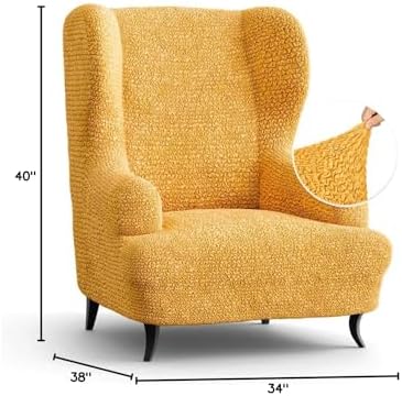 PAULATO BY GA.I.CO. Stretch Wingback Chair Slipcover 1-Piece – Bi-Elastic Win...