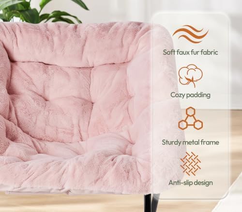 Alpen Foldable Saucer Chair, Comfy Lounge Chair Reading Chair, Pink