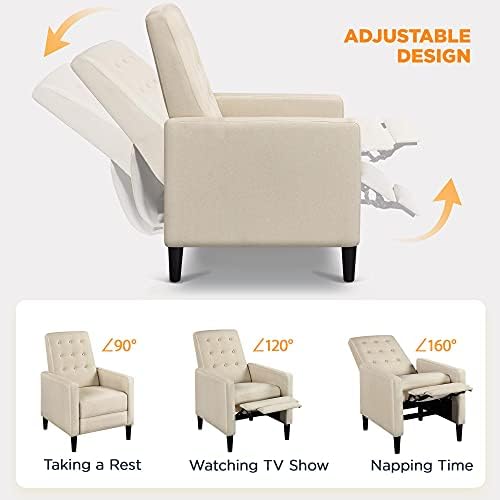 Yaheetech Fabric Recliner Chair Tufted Upholstered Single Sofa Beige