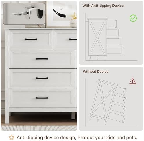LYNSOM Farmhouse 9 Drawer Dresser for Bedroom, 55 Inch Wide Wood Rustic Chest...